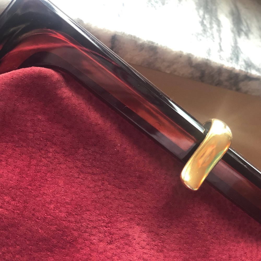 Gorgeous vintage suede and lucite clutch